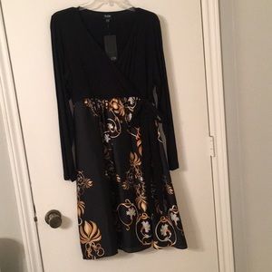 Olian maternity dress, slimming, black & gold